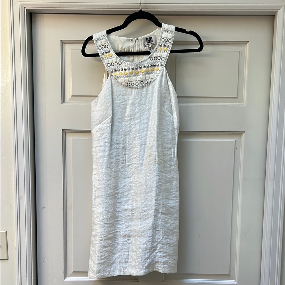 Vintage Laundry by Design White Square Sparkle Neck Sheath Dress Size 6